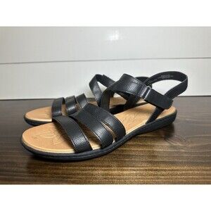 B.O.C. Usaflex Lisa Comfort Black Faux‎ Leather Strappy Sandals Women's 11